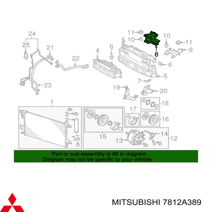 Повітропровід / дефлектор радіатора, верхній Mitsubishi 7812A389 ціна, від 8.73 USD