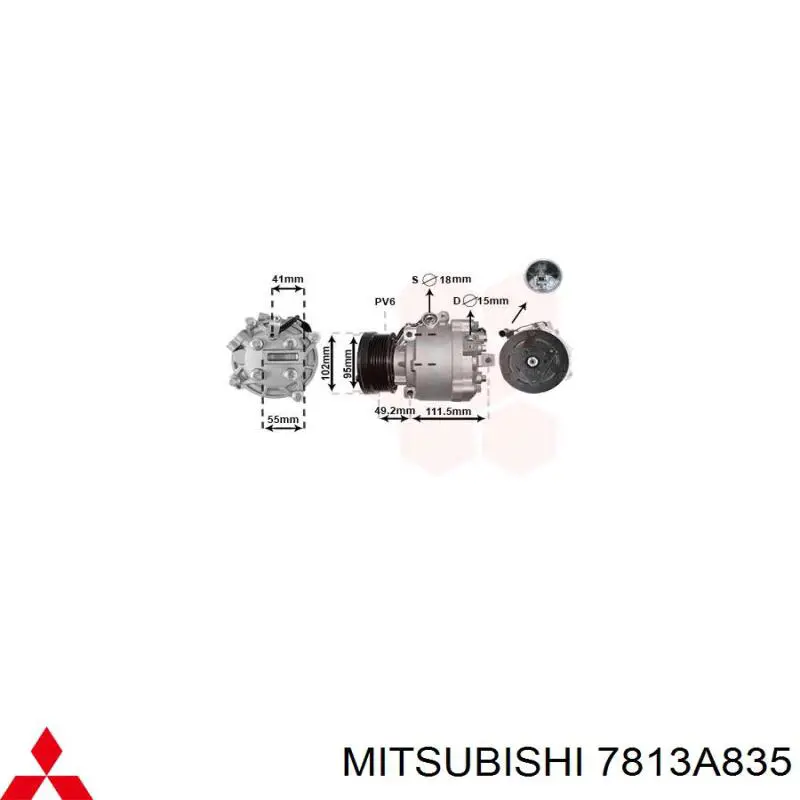 Компресор системи кондиціювання Mitsubishi 7813A835 ціна, від 195.18 USD