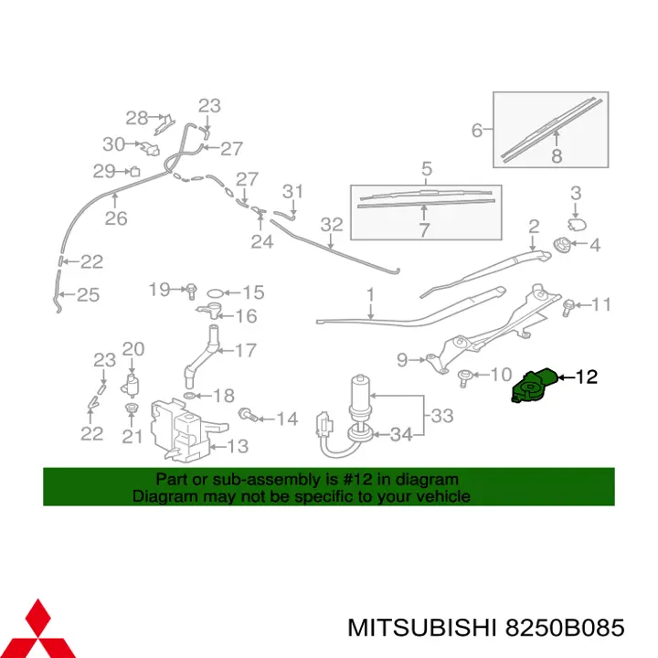 1593003471 Mitsubishi двигун склоочисника лобового скла (трапеції)