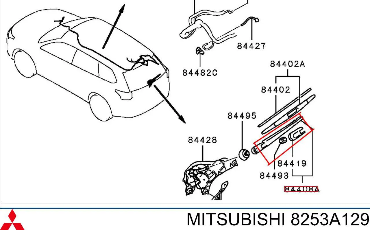 Важіль-поводок склоочисника заднього скла Mitsubishi 8253A129 ціна, від 9.57 USD