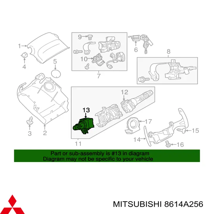 8614A256 Mitsubishi Перемикач підрульовий, лівий