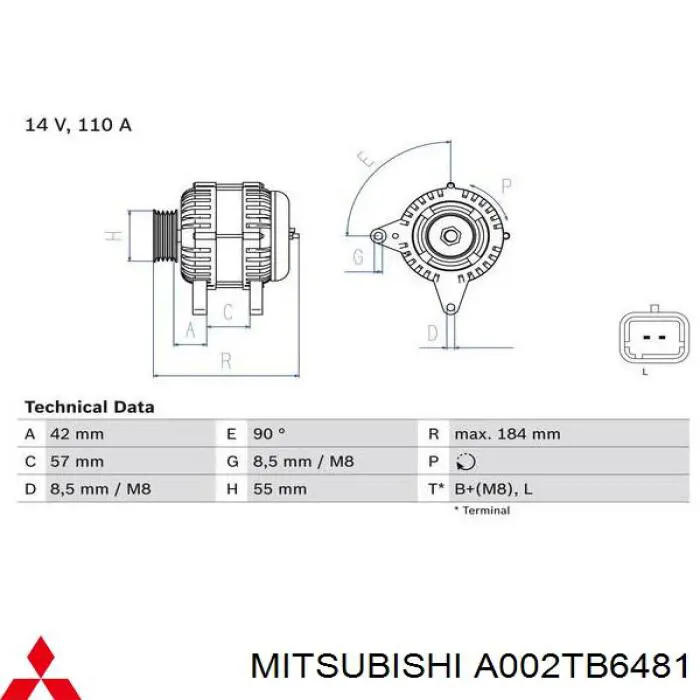 Генератор автомобільний Mitsubishi A2TC0981
