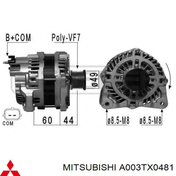 Генератор A003TX0481 Mitsubishi