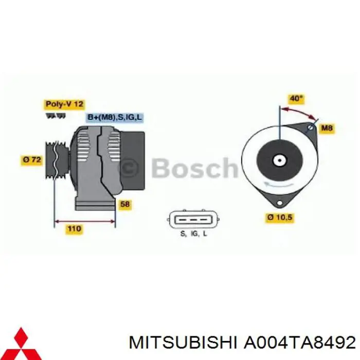 Генератор A004TA8492 Mitsubishi