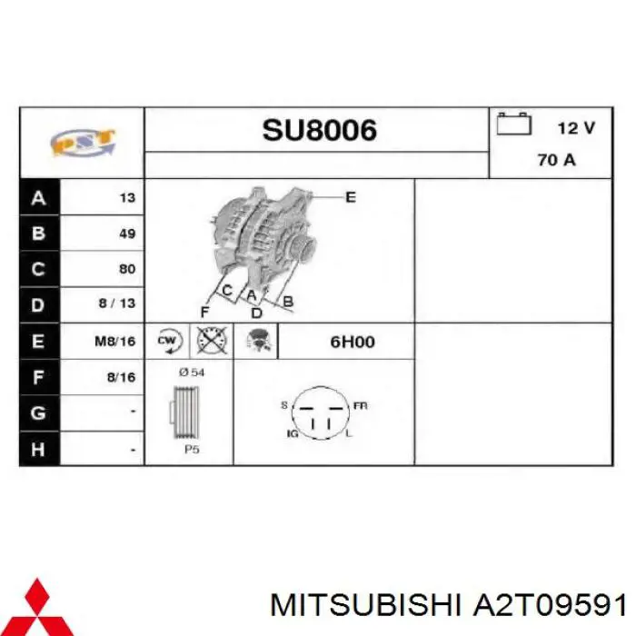 Купити A2T09591 Mitsubishi Генератор