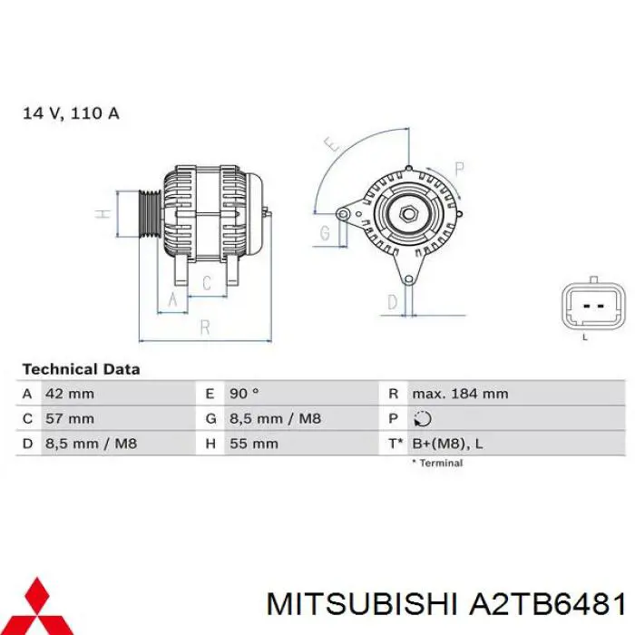 Генератор Mitsubishi A2TB6481 ціна, від 50.66 USD