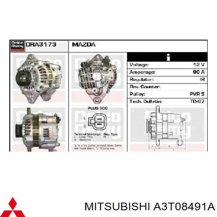 A3T08491A Mitsubishi генератор