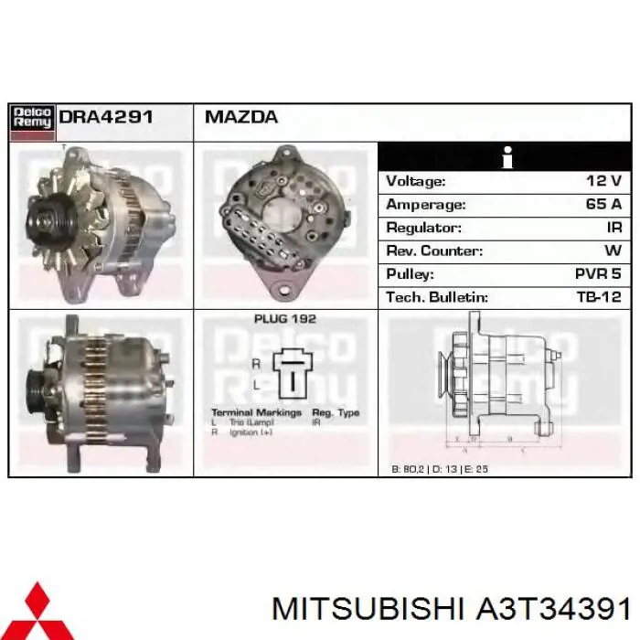A3T34391 Mitsubishi генератор