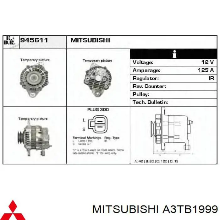 Генератор A3TB1999 Mitsubishi