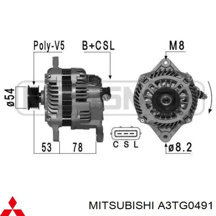 Генератор Mitsubishi A3TG0491 ціна, від 135.53 USD