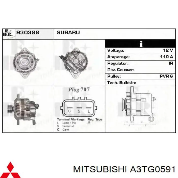 A3TG0591 Mitsubishi генератор