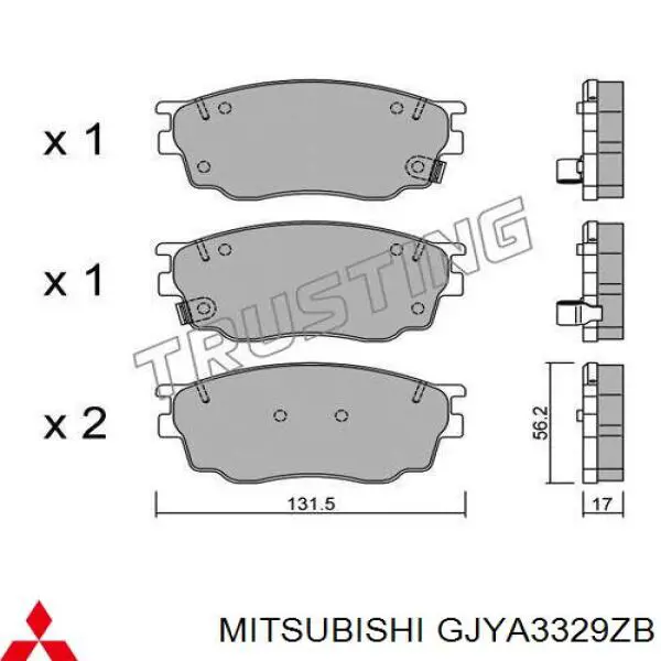 Колодки гальмівні передні, дискові GJYA3329ZB Mitsubishi