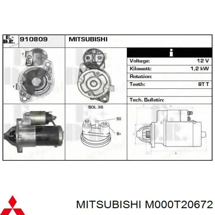 Стартер 1810A001VT Mitsubishi