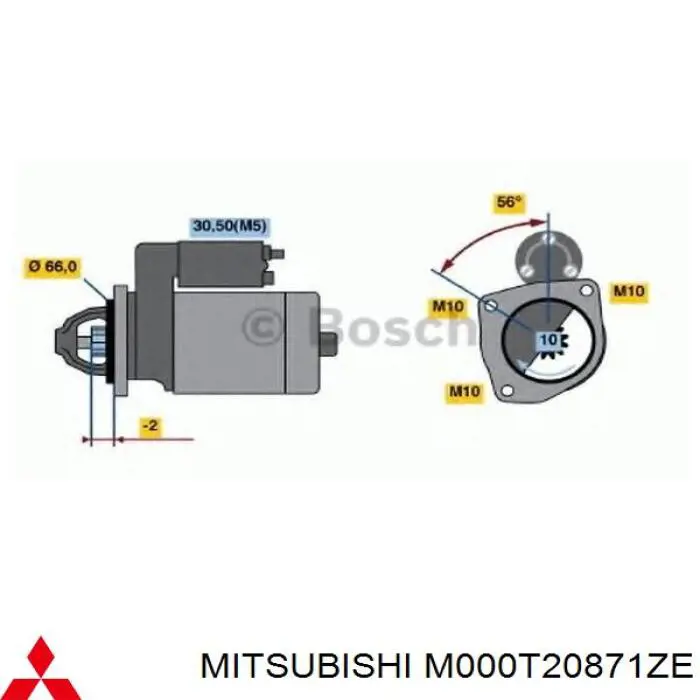 Купити M000T20871ZE Mitsubishi Стартер