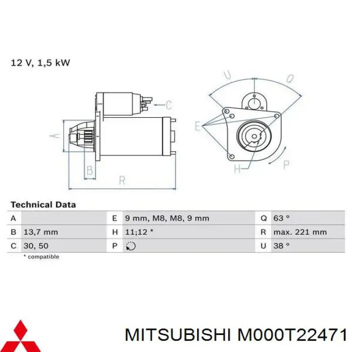Стартер Peugeot/Citroen 28100YV020 ціна, від 42.23 USD
