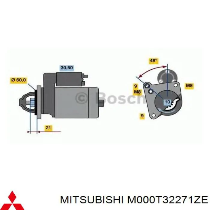 Стартер M000T32271ZE Mitsubishi