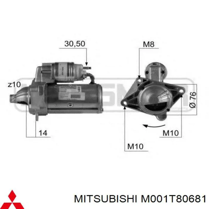 Стартер M001T80681 Mitsubishi