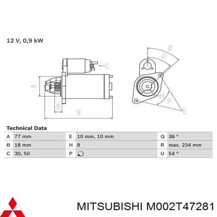 Стартер Mitsubishi M002T47281 ціна, від 89.14 USD