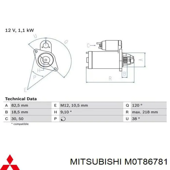 Купити M0T86781 Mitsubishi Стартер