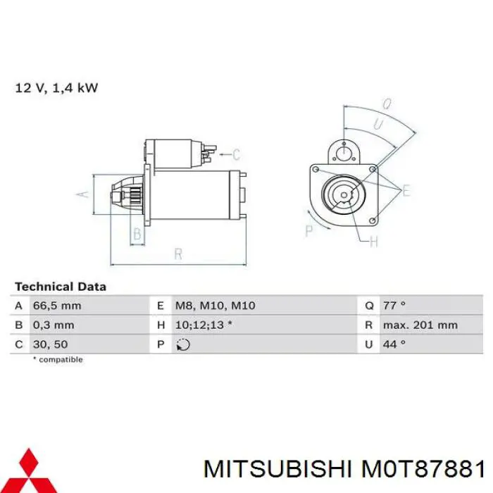 M0T87881 Mitsubishi Стартер двигуна
