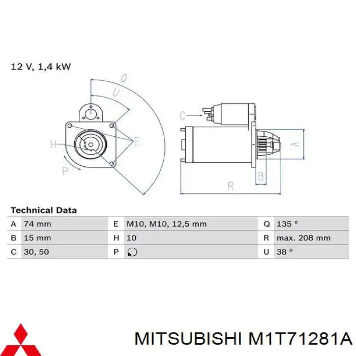 M1T71281A Mitsubishi стартер