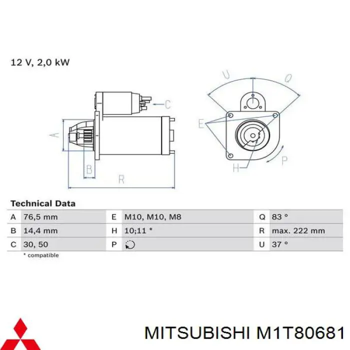 Стартер M1T80681 Mitsubishi