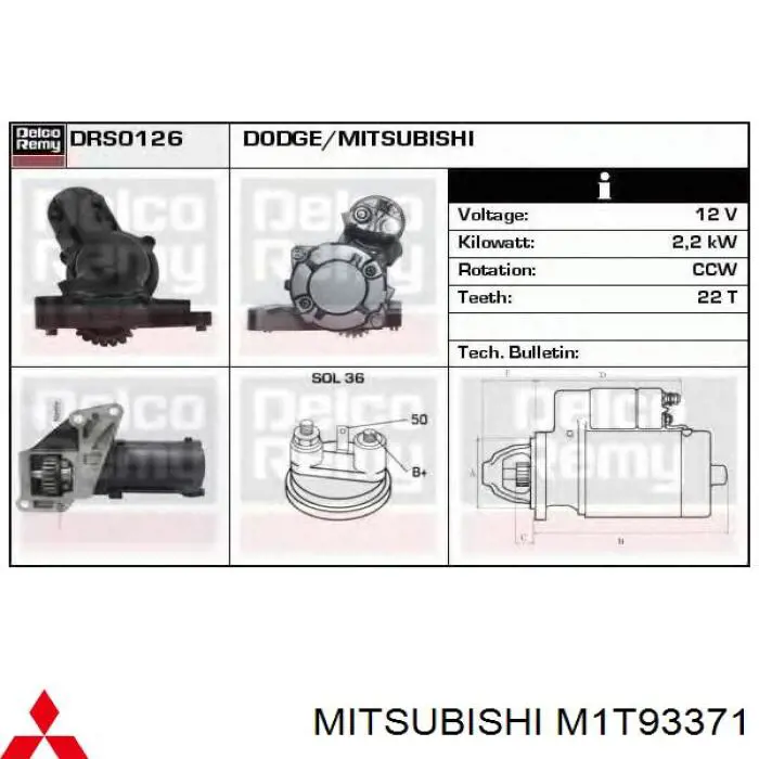 M1T93371 Mitsubishi стартер