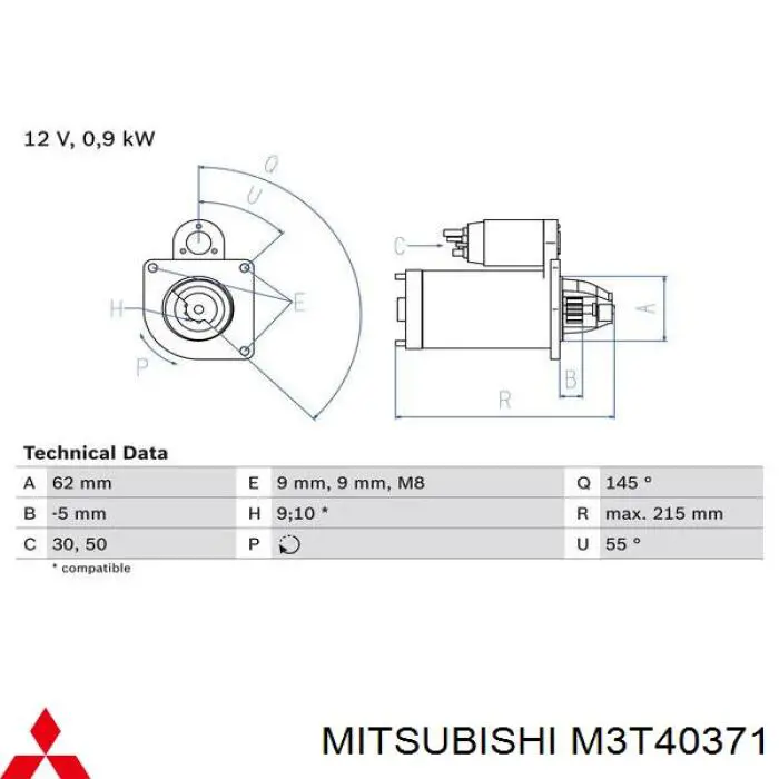 M3T40371 Mitsubishi стартер