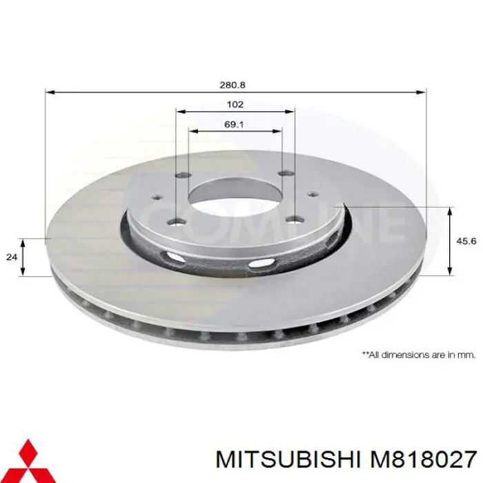 M818027 Mitsubishi Гальмо дискове переднє