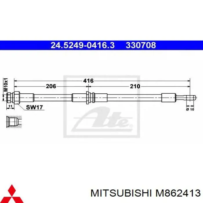 Шланг гальмівний задній Mitsubishi Space Star (DG0) (Міцубісі Спейс стар)