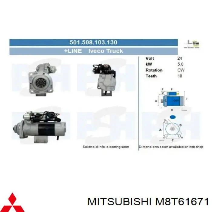 M8T61671 Mitsubishi стартер