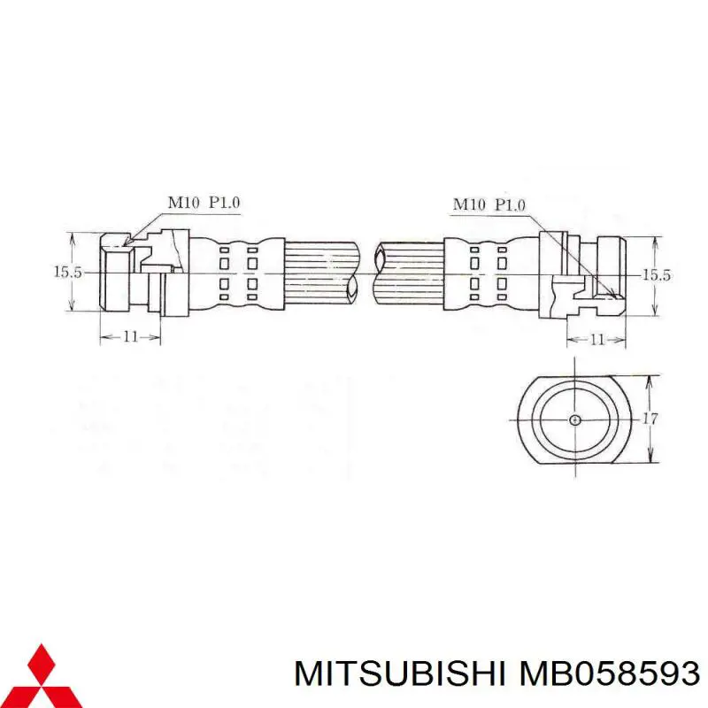 Шланг гальмівний передній MB058593 Mitsubishi