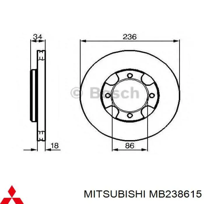 Гальмівні диски передні MB238615 Mitsubishi