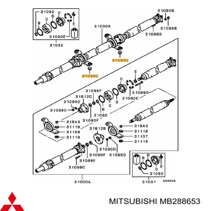 Опора стійки амортизатора переднього Mitsubishi MB288653 ціна, від 1.37 USD