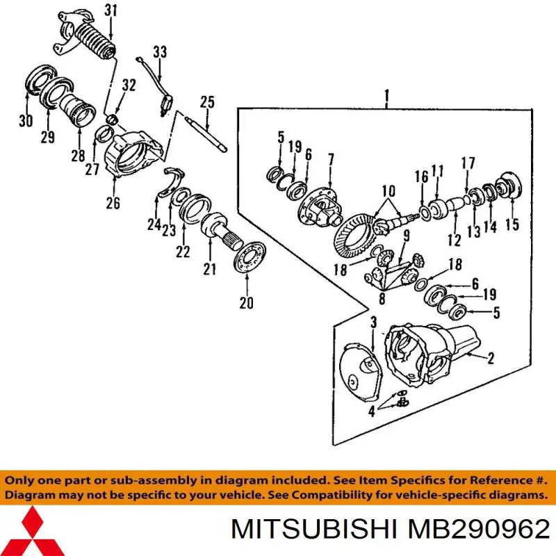 Підшипник хвостовика заднього моста, зовнішній Mitsubishi MB290962 ціна, від 21.96 USD