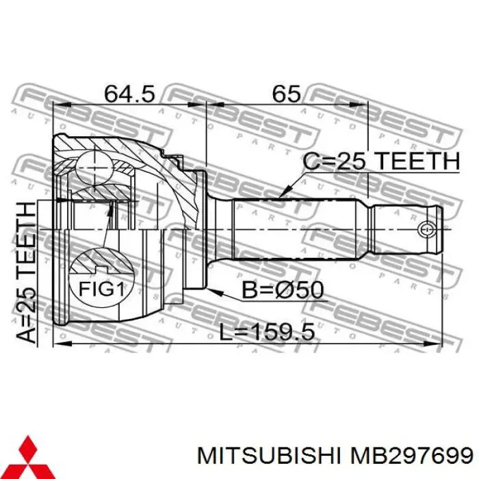 Купити MB297699 Mitsubishi ШРКШ зовнішній передній, правий