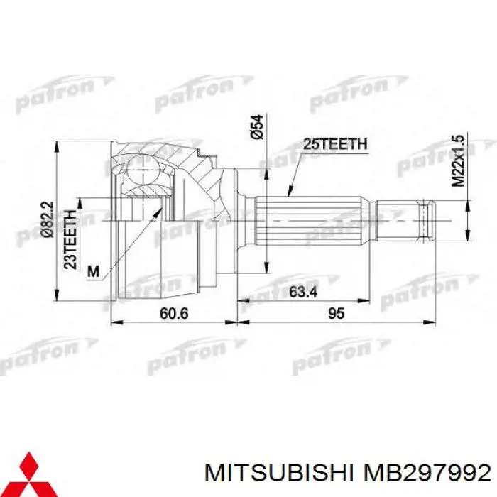 Купити MB297992 Mitsubishi Шарнір приводу зовнішній