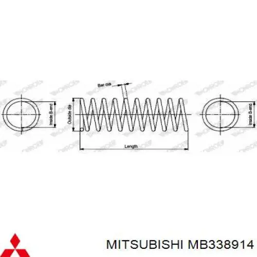 MB338914 Mitsubishi Пружина підвіски задня