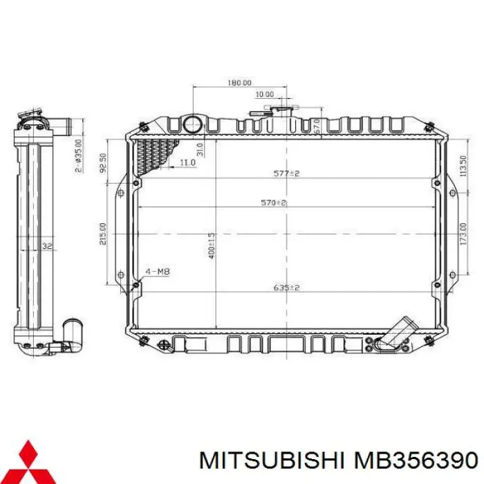 Радіатор основний Mitsubishi MB356390 ціна, від 122.58 USD