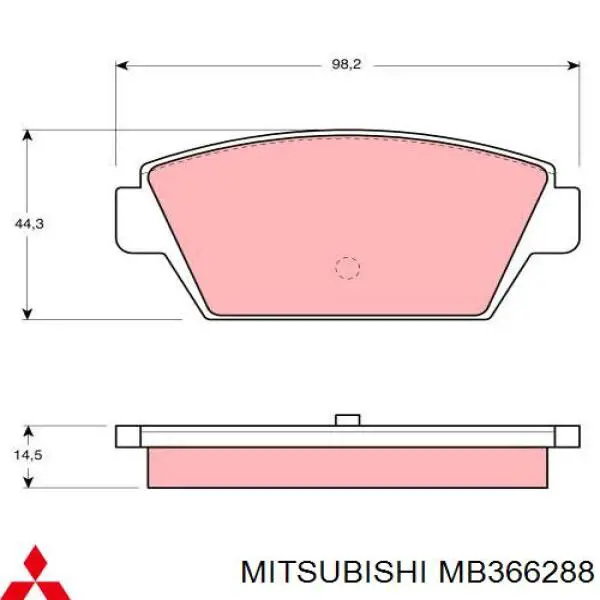 Купити MB366288 Mitsubishi Задні колодки