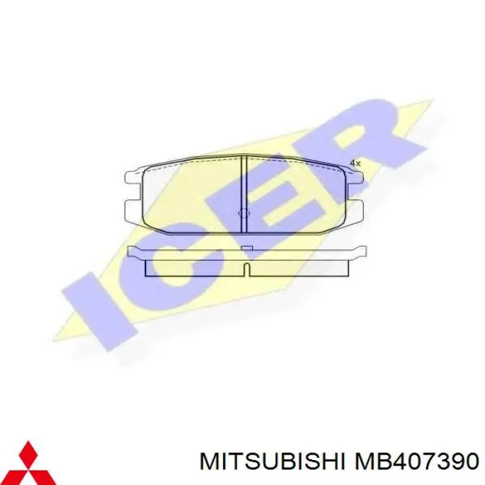 MB407390 Mitsubishi колодки гальмівні передні, дискові
