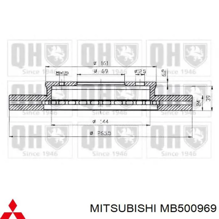 Диск переднього гальма Mitsubishi MB500969 ціна, від 32.64 USD