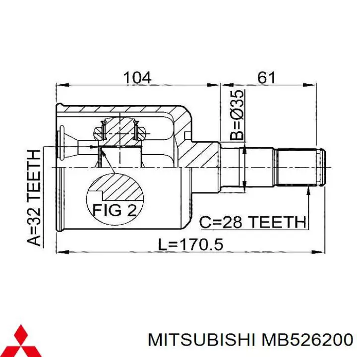 MB526200 Mitsubishi пильник шруса внутрішній, передній піввісі