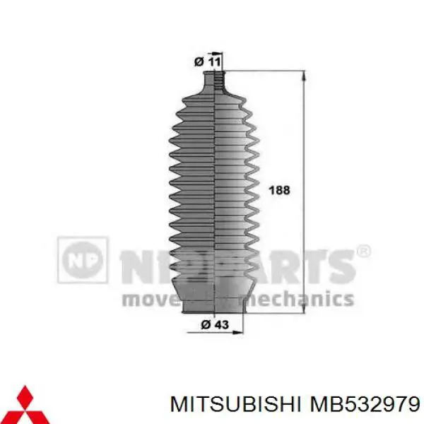 Пильник рульової тяги Mitsubishi MB532979 ціна, від 4.51 USD