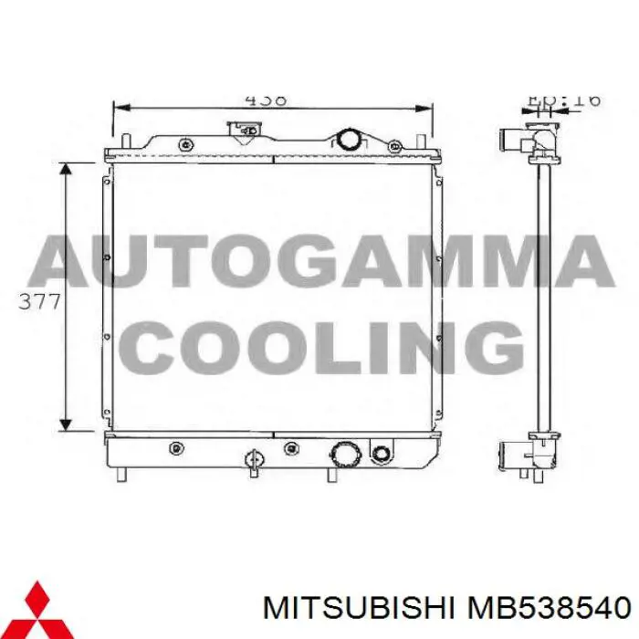 Купити MB538540 Mitsubishi Радіатор двигуна