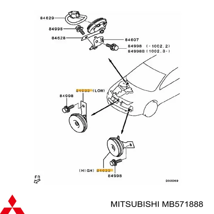 Сигнал високої тональності Mitsubishi MB571888 ціна, від 9.79 USD
