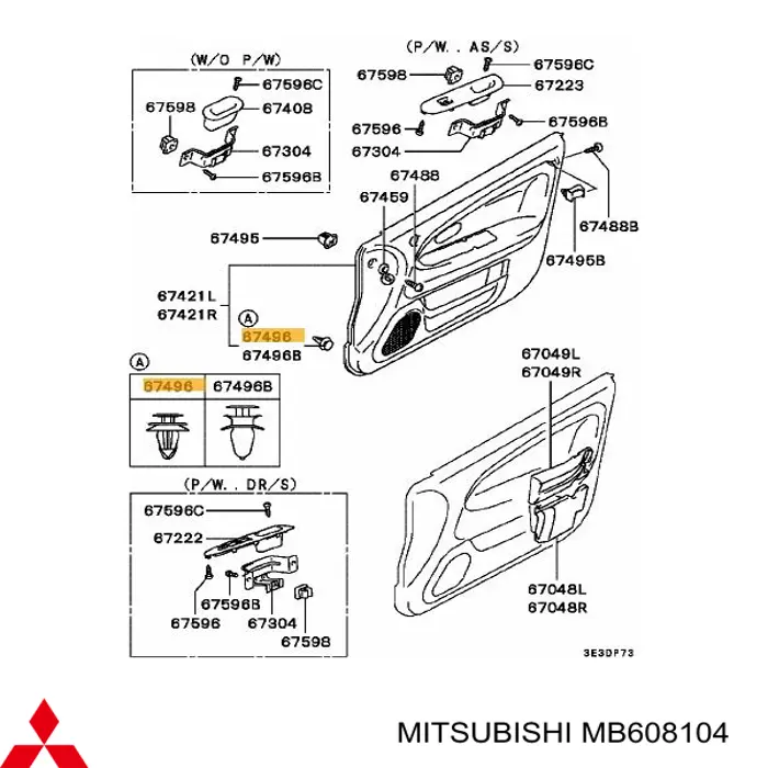 Купити MB608104 Mitsubishi Пістон (кліп) кріплення обшивки дверей