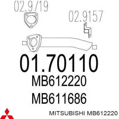 Труба вихлопна, від каталізатора до глушника MB612220 Mitsubishi