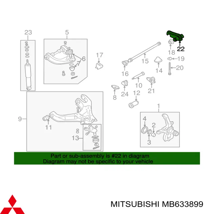 MB633899 Mitsubishi Кронштейн торсиона переднього, правий