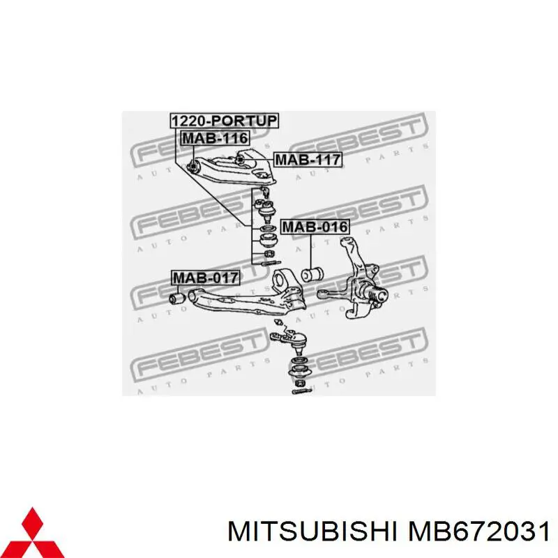 Сайлентблок переднього верхнього важеля Mitsubishi MB672031 ціна, від 7.11 USD